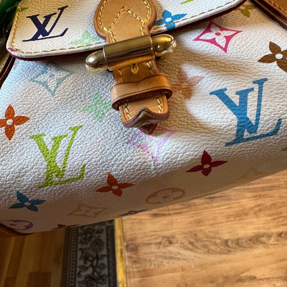 Louis Vuitton White Multicolor Monogram Satchel Vintage Priscilla - Picture 9 of 12